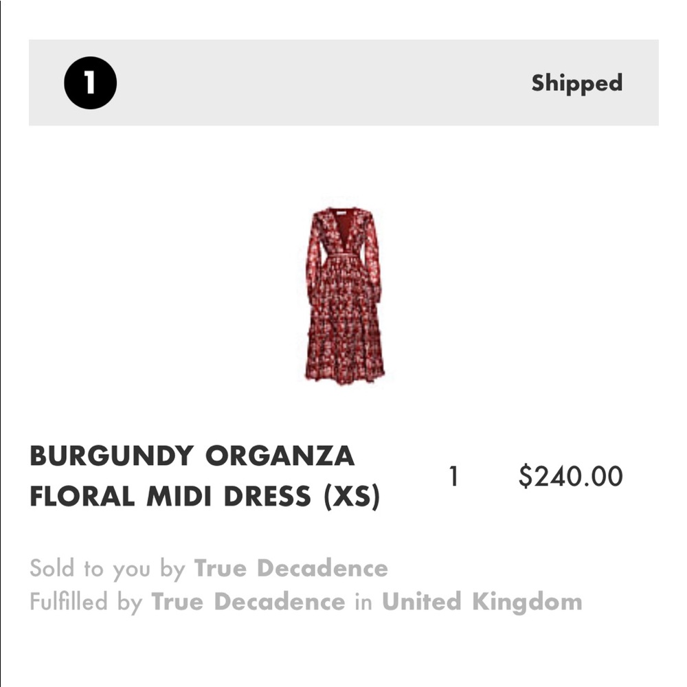 True decadence Burgundy Organza midi dress US4 - Picture 5 of 17